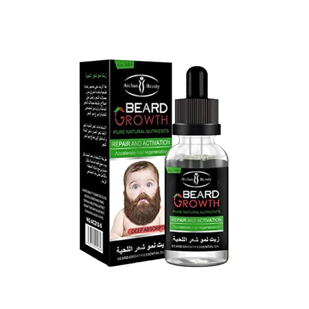 Beard growth oil and derma roller